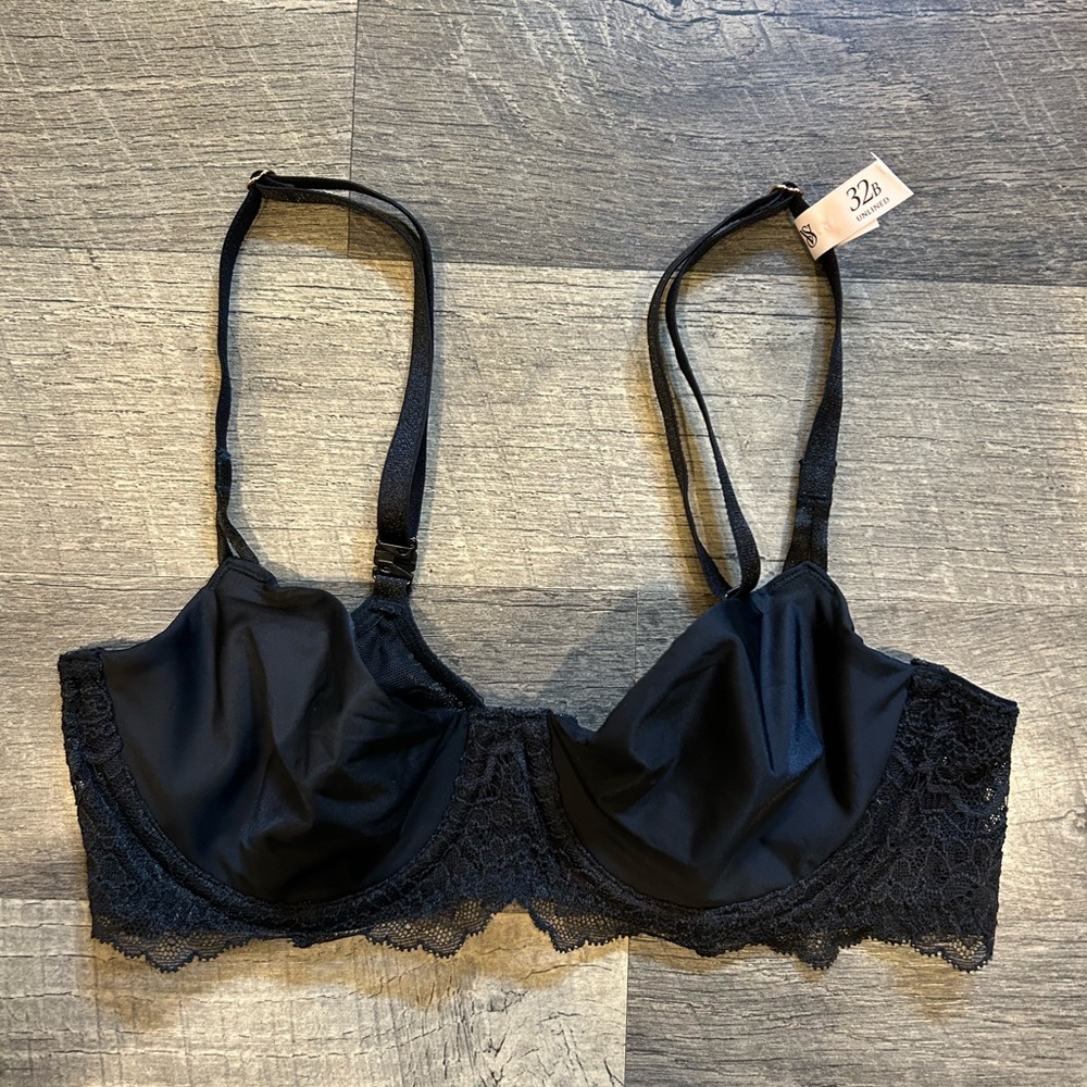 Victoria's Secret Black Lace Trim Bra, no padding